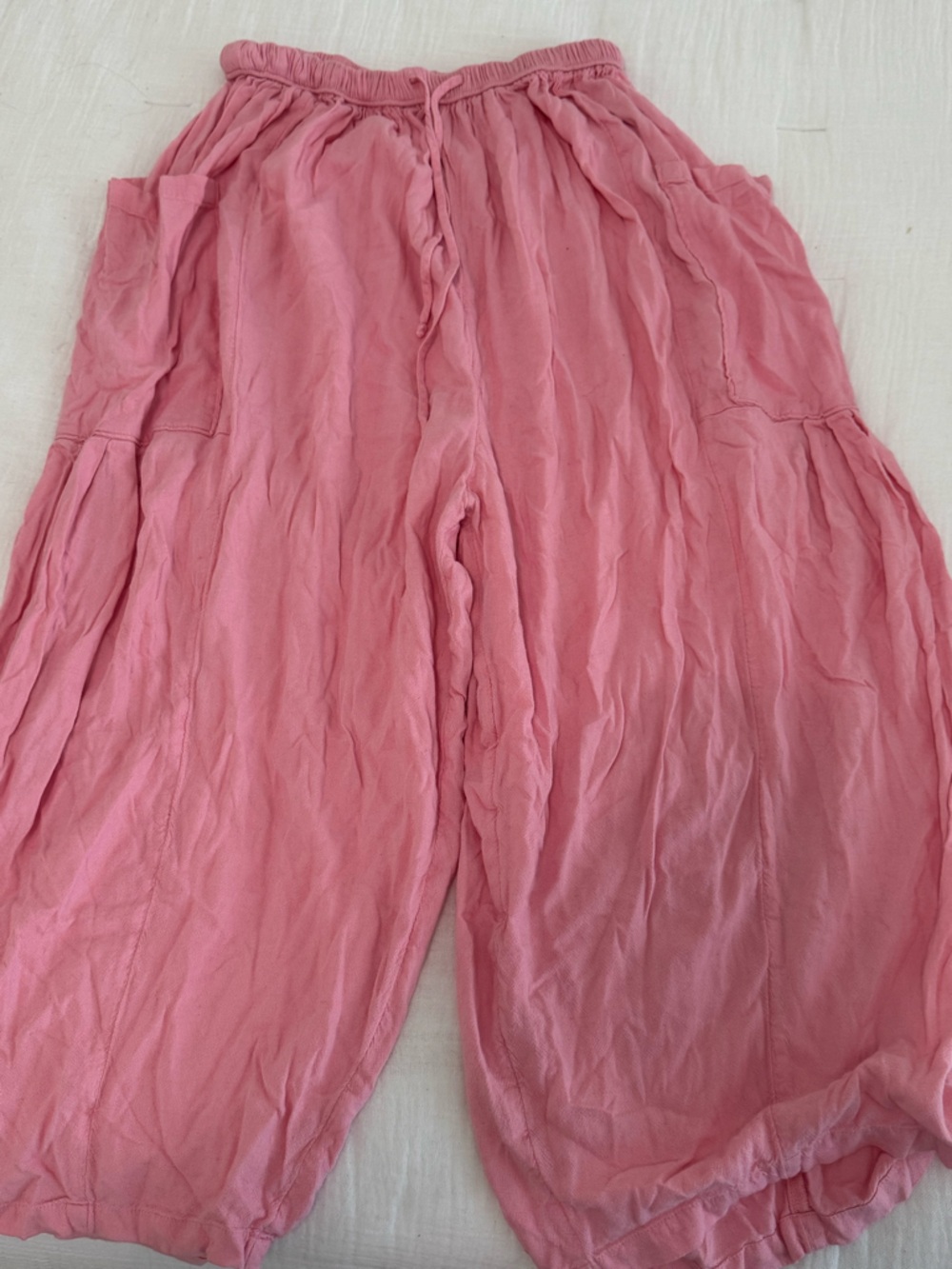 Free People Wide-Leg Parachute Pants in Dusty Pink